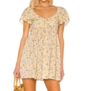 Auguste the Label - Olson Belle Floral Babydoll Minidress in Lemon